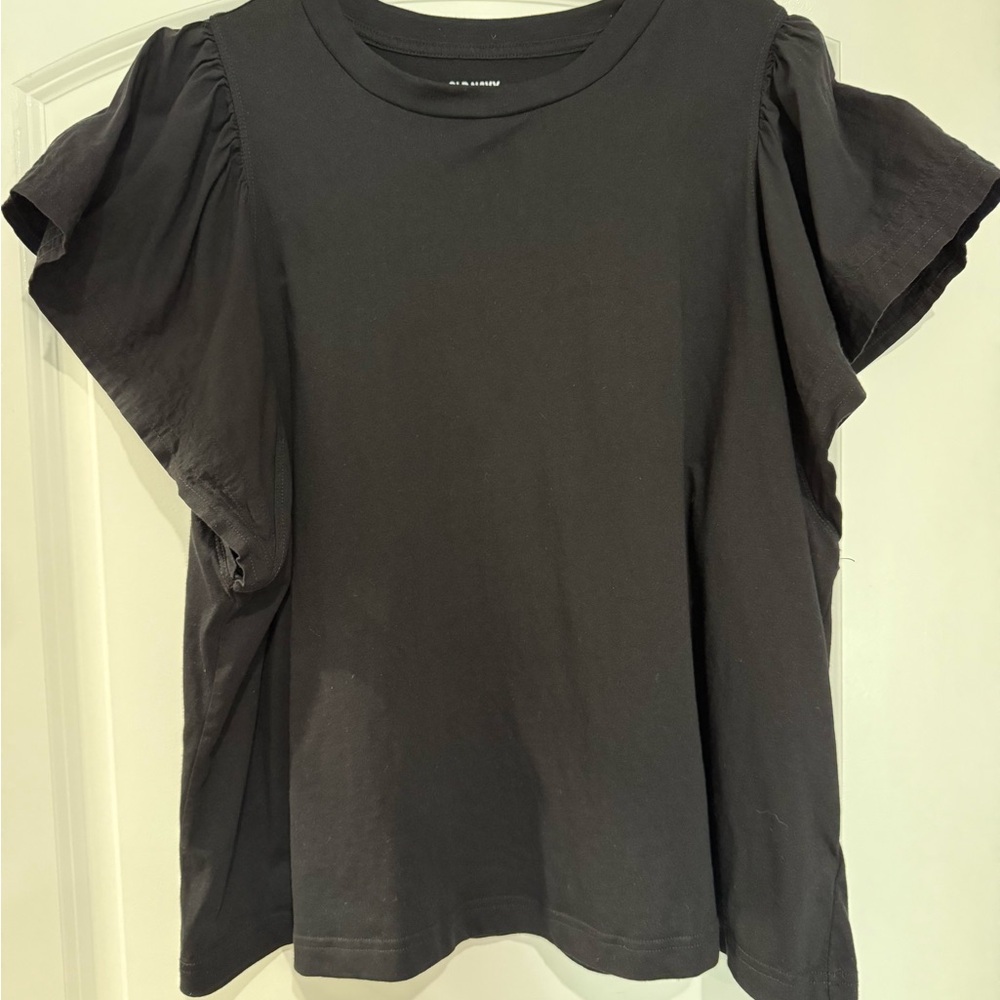 Old Navy Black Short Flutter Sleeve Top